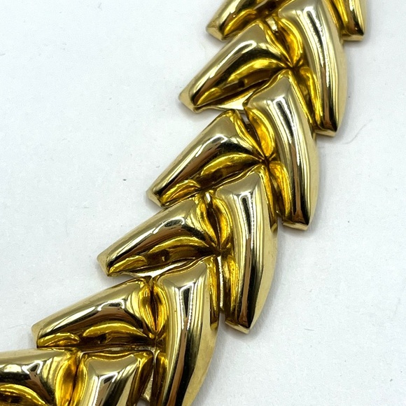 Chic Chevron Gold Tone Necklace Chunky Statement Big Bold Necklace - Picture 10 of 12